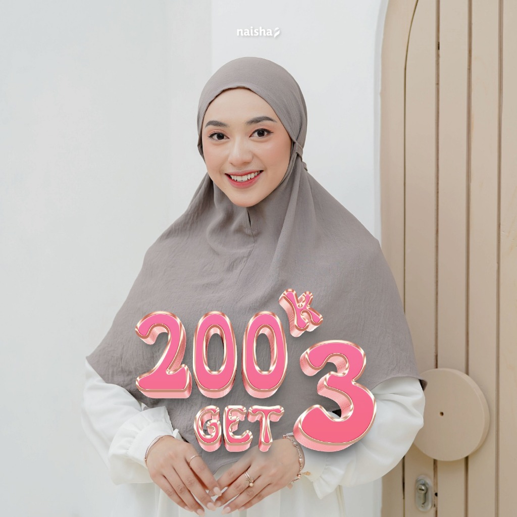 Naisha Official Emira Bergo Crinkle Airflow Jilbab Daily Kasual Muslimah Syari