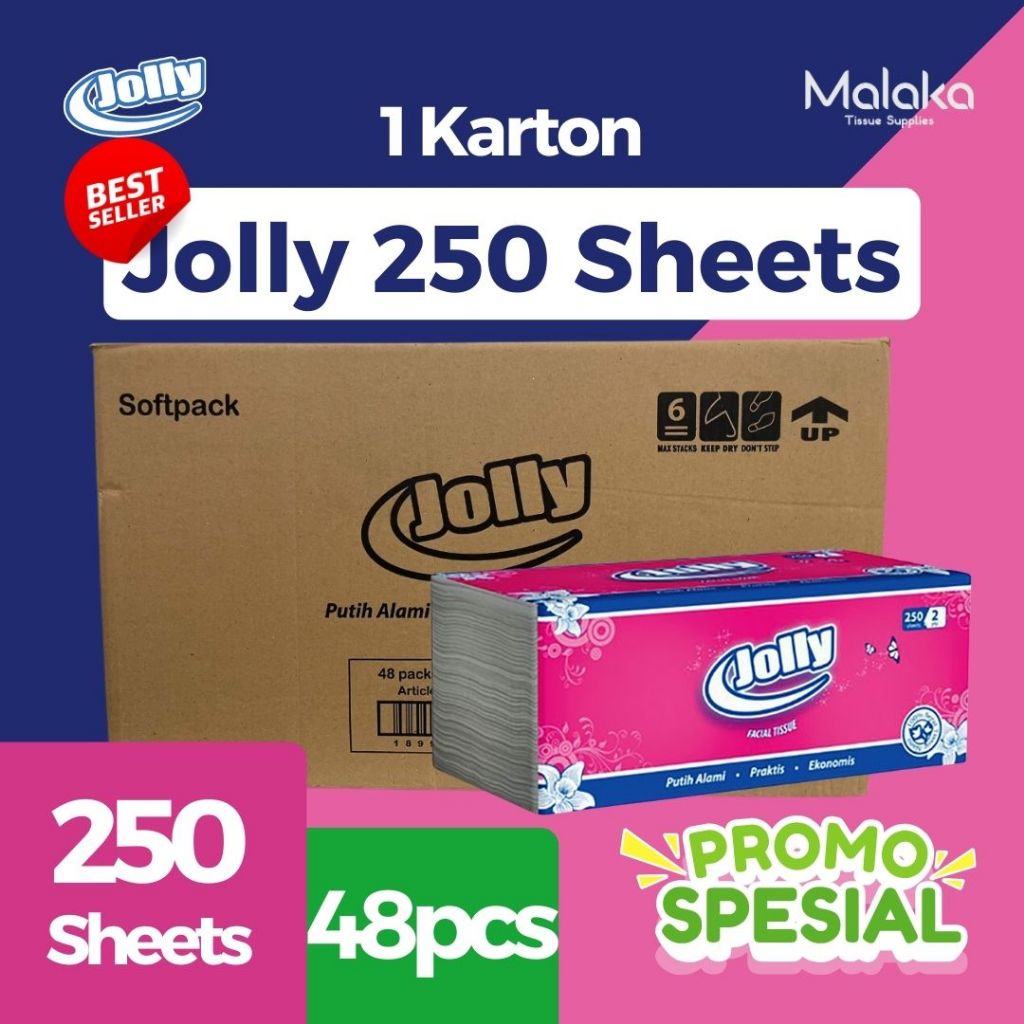 Tisu Wajah Tissue Jolly 250 Sheet - 1 Karton