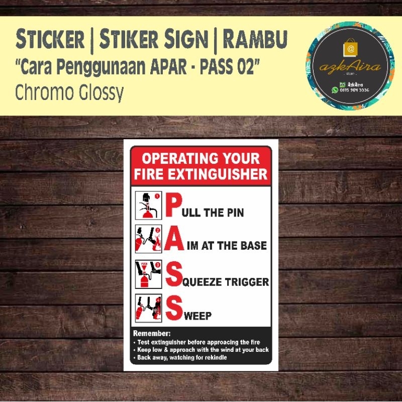 

Sticker Stiker Sign penggunaan APAR - PASS 02