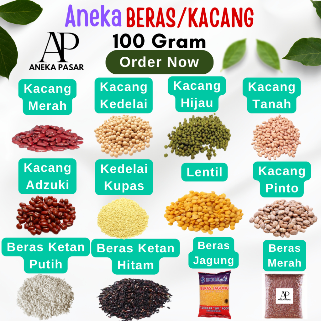 

Kacang Merah / Beras Ketan Putih / Kacang Hijau ijo Kedelai Tanah Lentil / Ketan Hitam Jagung Merah