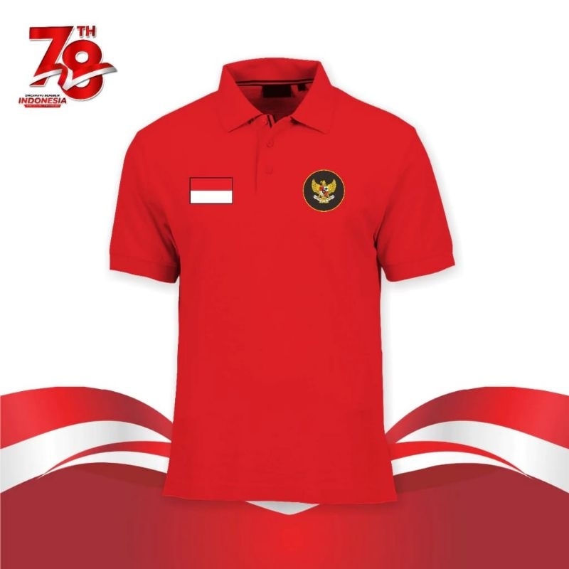 KAOS POLO/KAOS WANGKI/ KAOS LOGO BENDERA INDONESIA DAN GARUDA