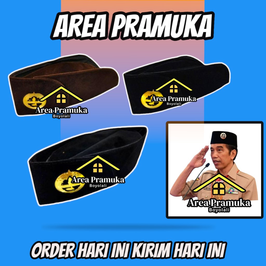 Peci pembina Pramuka + pin pembina