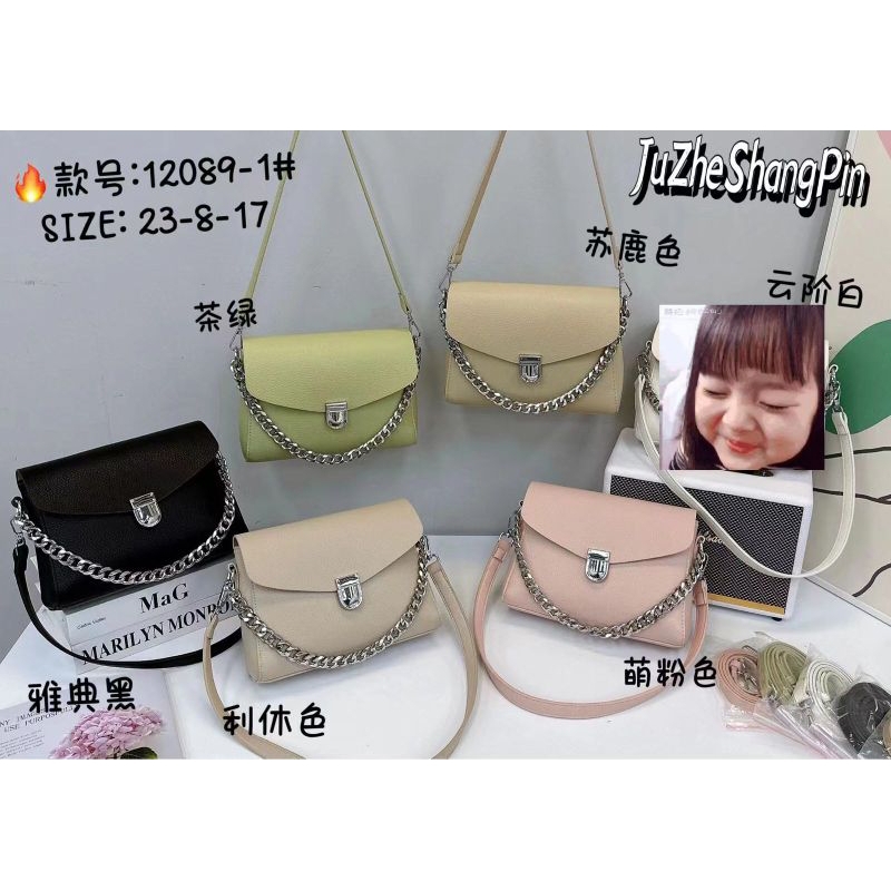 tas wanita korean cantik tali panjang plus tali rantai