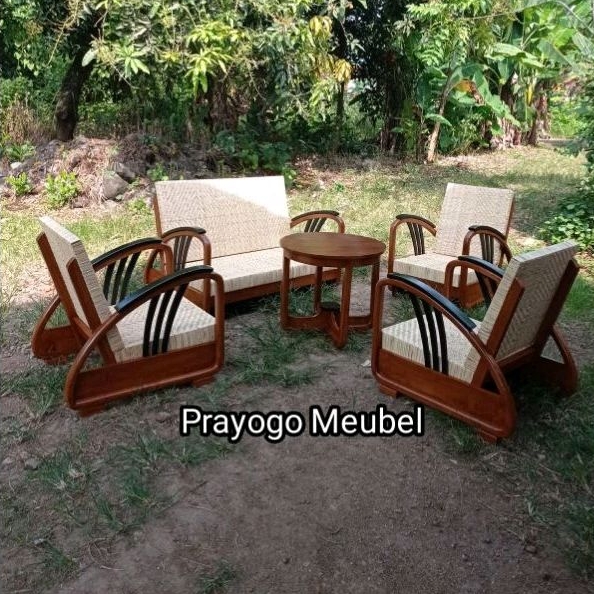 kursi tamu becak rotan vintage jadul kuno kayu jati kursi raja Bojonegoro kursi tamu antik