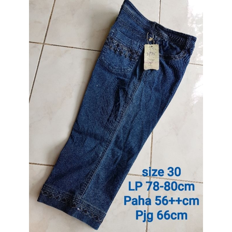celana jeans strech 7/8 bordir