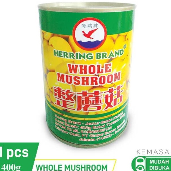 

Good Order Jamur Kancing HERRING BRAND Whole Mushroom Dalam Kaleng 4Gr