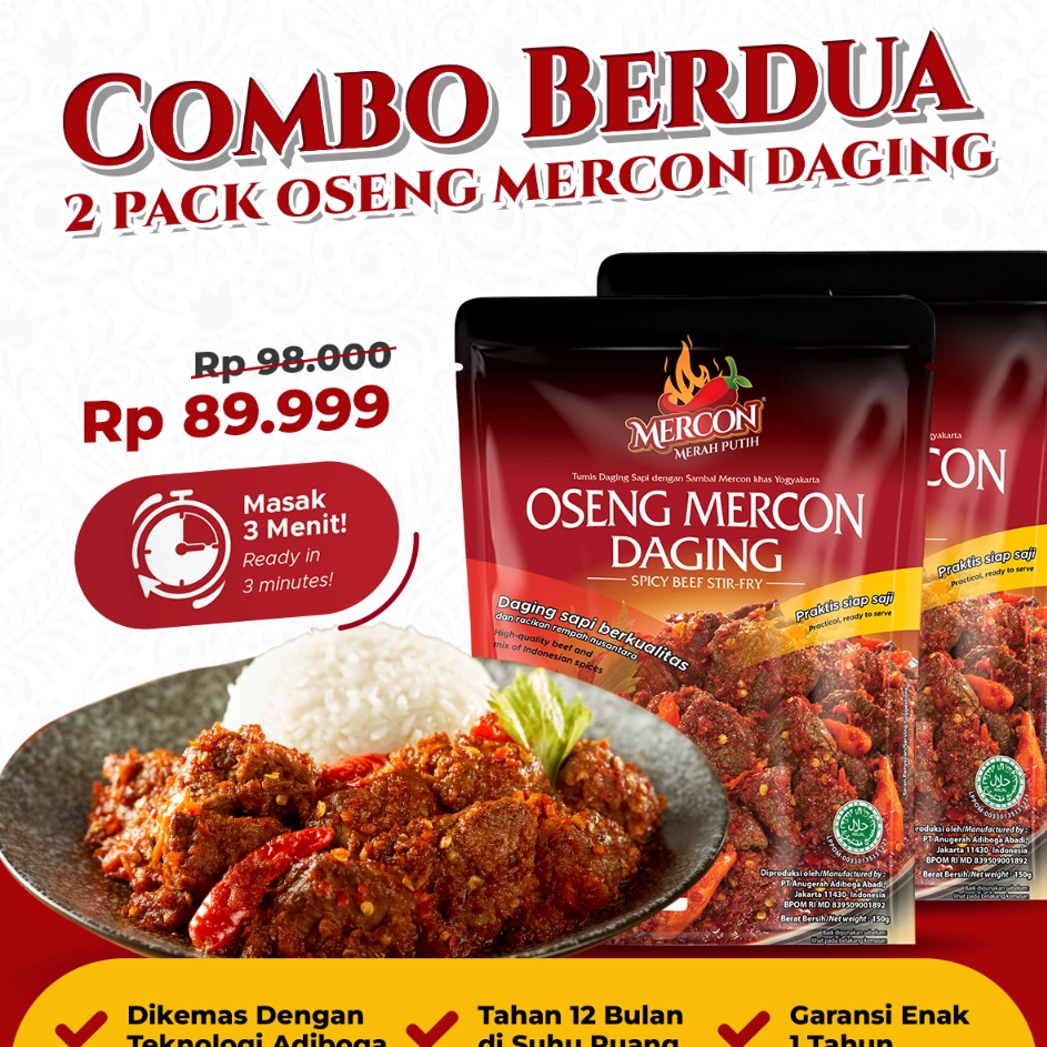 

Best Mercon Merah Putih Hemat Combo Berdua 2 x Oseng Mercon Daging