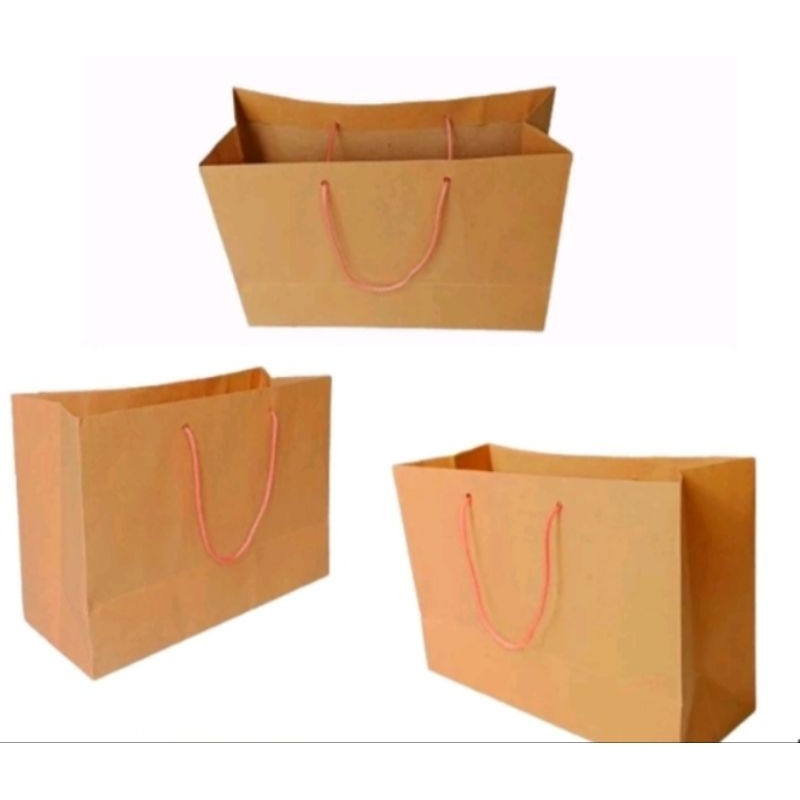 

(Paket isi 12 pcs) 25*12*16 Paper Bag Polos Coklat Terlaris/Paper Bag Kue/Paper Bag Murah