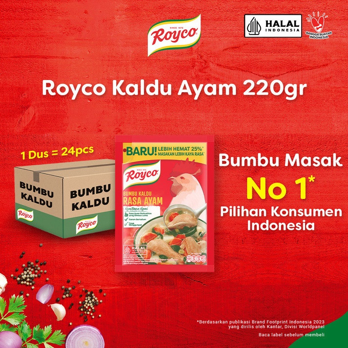 

Cepat laku Royco Bumbu Kadu Penyedap Rasa Ayam Beryodium 22g Isi 24