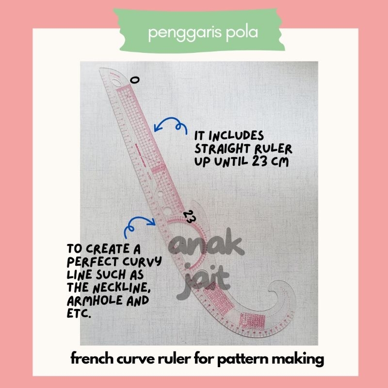 Penggaris Pola / Penggaris Pola Jahit / Penggaris Pola Pembuat Pola Jahit / Penggaris Pola Untuk Mem