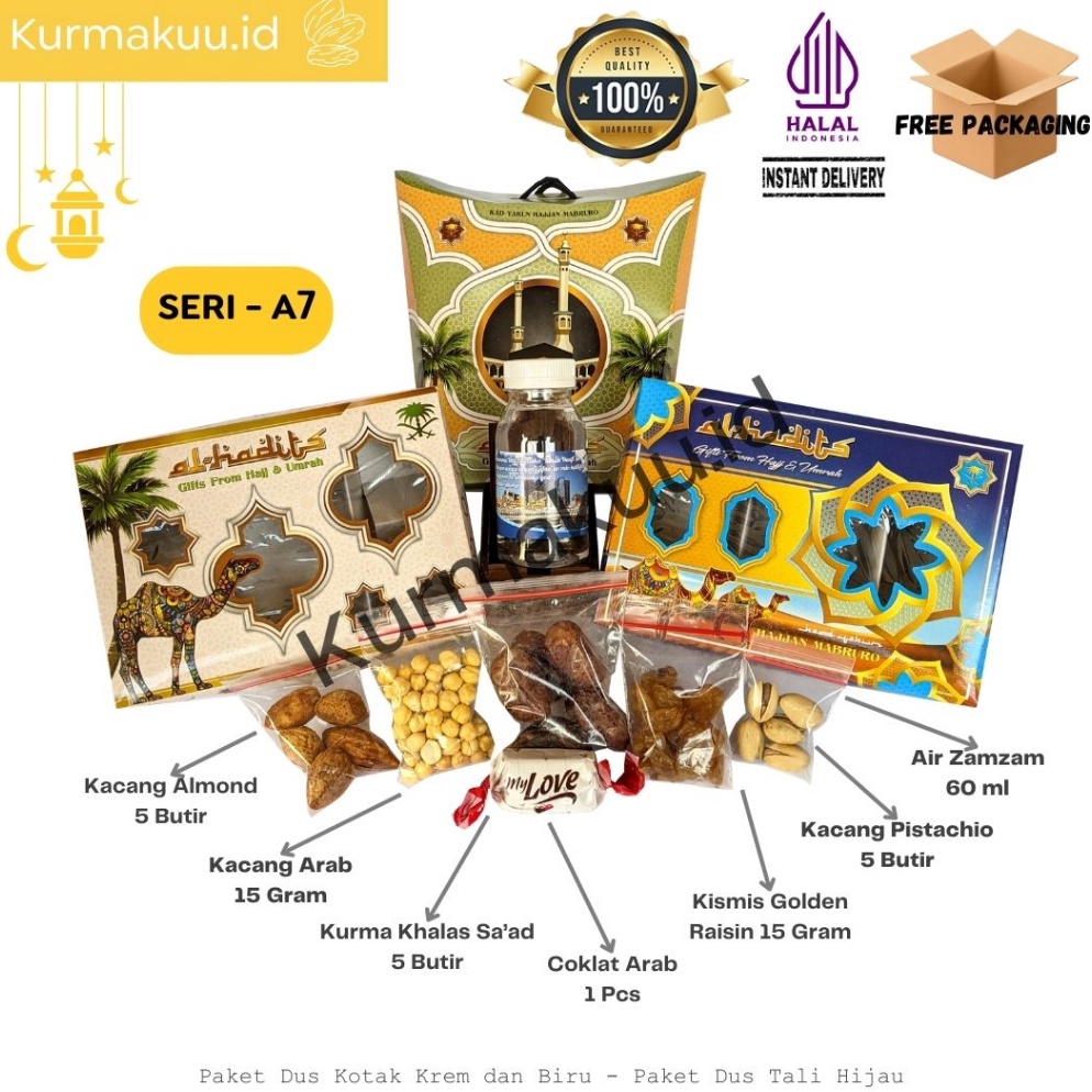 

Harga Khusus Paket Oleh Oleh Haji dan Umroh Premium SeriA7A8 Kacang Pistachio Kacang Almond Coklat Arab Tasbih