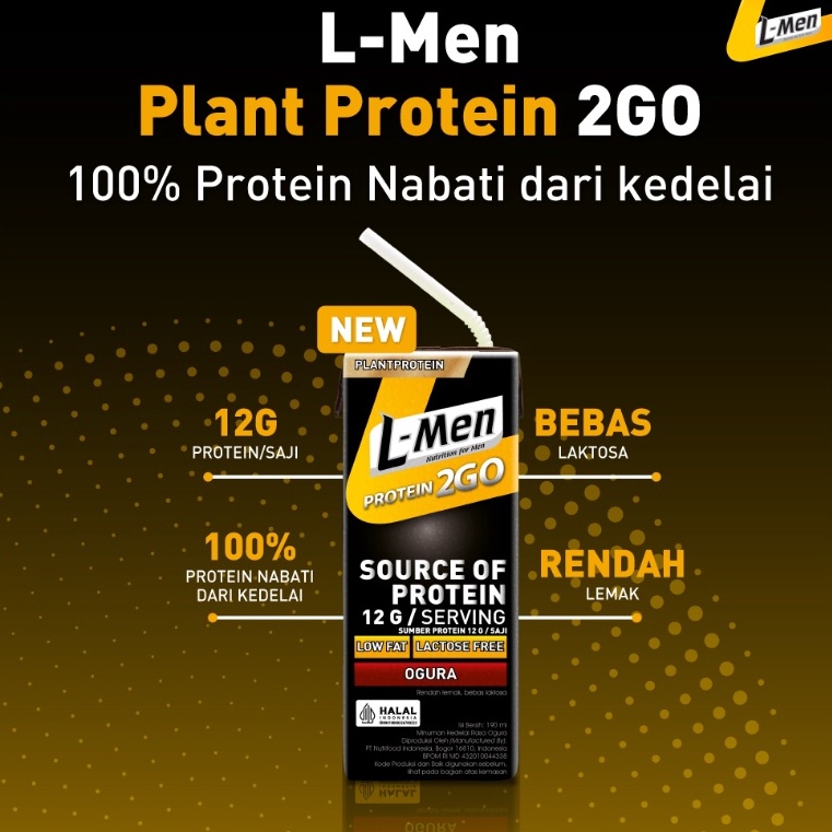 

Promosi Menarik L Men UHT RTD Plant Protein 2 GO Ogura 19ml 12gr Protein Serving Tinggi Protein Nabati Siap Minum