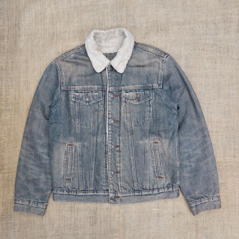 GAP Denim Sherpa Trucker Jeans Jacket Vintage Classic Retro Casual Rugged Style