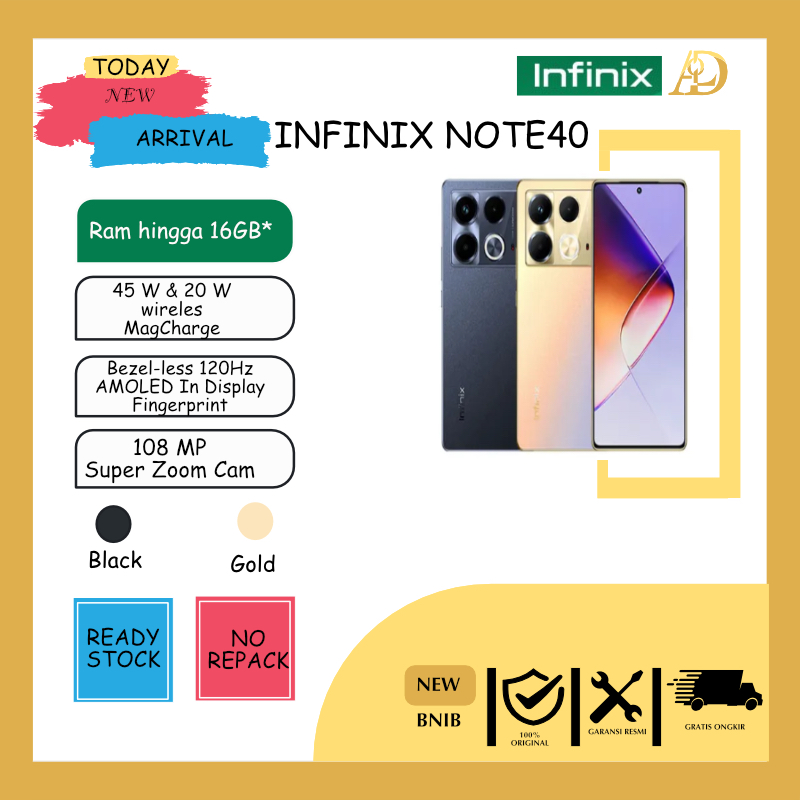 Infinix Note 40 8/256GB - Up to 16GB Extended RAM - Helio G99 - 6.78"
