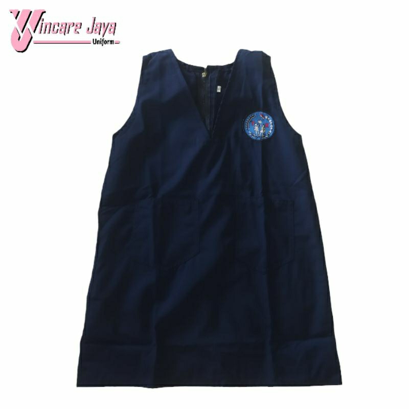 seragam TK biru Dongker perempuan saku 2 ( hanya dress)