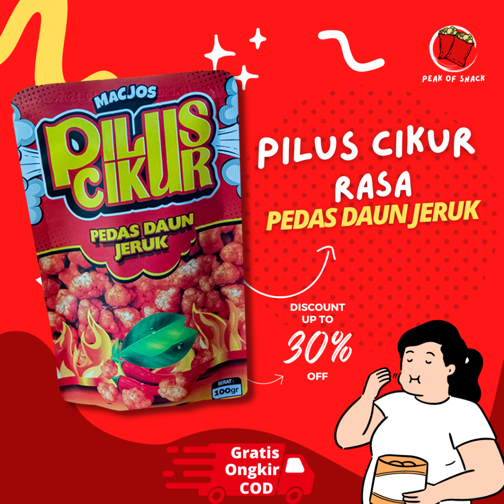 

PEAK OF SNACK - Pilus Cikur Rasa Pedas Daun Jeruk Kemasan 100 gr