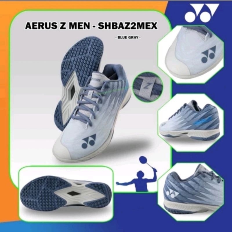 SEPATU BADMINTON YONEX SHB AERUS Z MEN BLUE/GREY