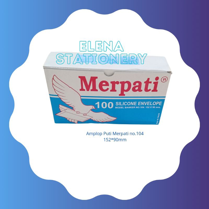 

amplop putih pendek perekat merpati no.104 (152*90mn)