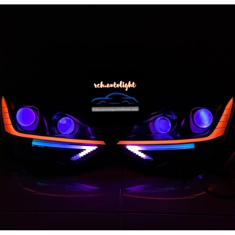paket headlamp agya ayla facelift custom projector dan lazy eyes agya ayla 1200