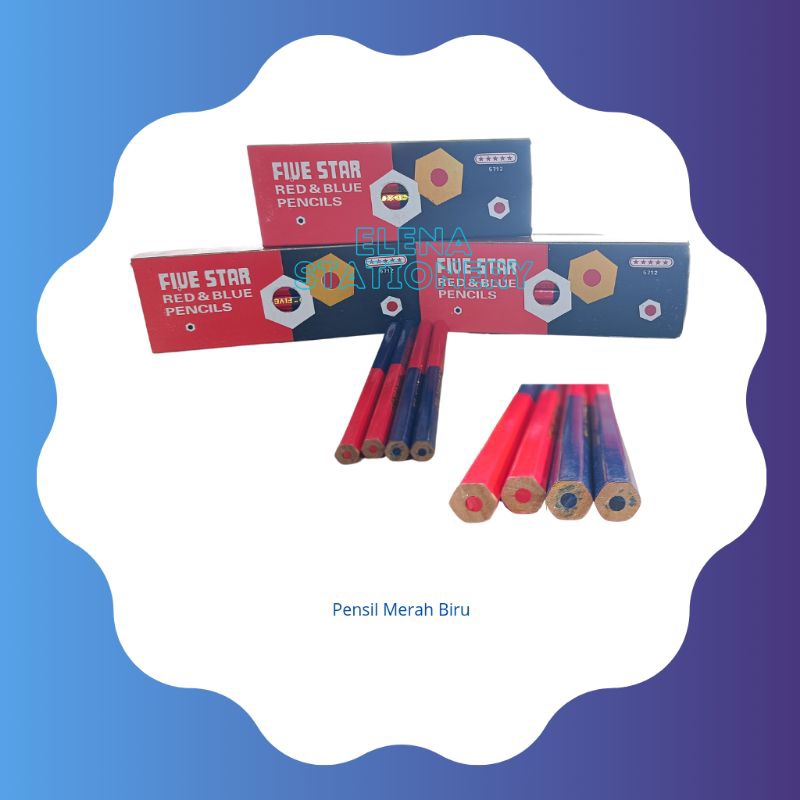 

pensil merah biru five star besar/ pensil tukang