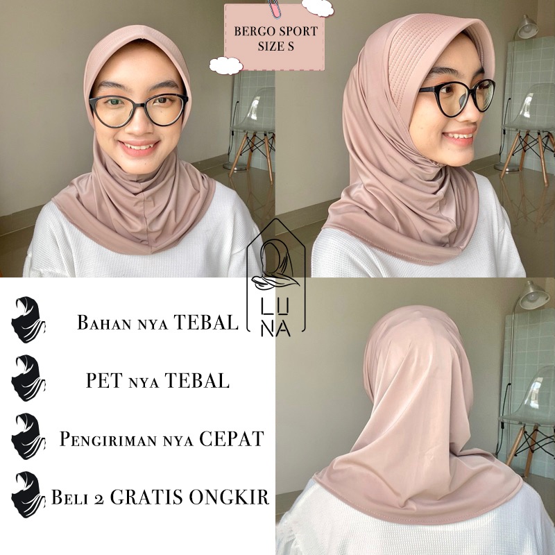 Bergo Sport Pet TEBAL / Hijab Sport Pet TEBAL