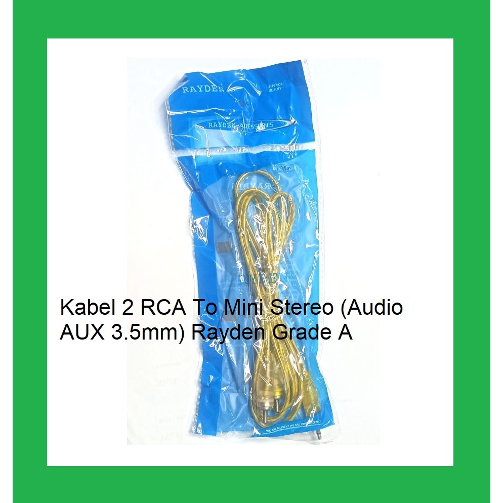 Kabel Kuning transparan jack 2 RCA To jack Mini Stereo (Audio AUX 3.5mm)