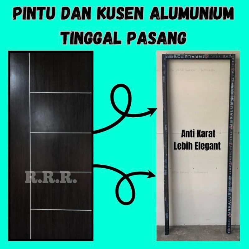 pintu minimalis/Pintu Rumah / Pintu kayu + Kusen Aluminium