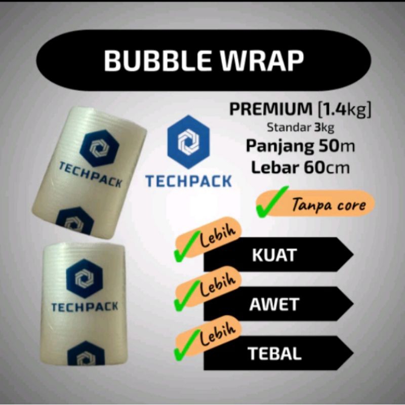 

Plastik Bubble Wrap Roll Bening Putih 60cmX50m Premium Tebal TECHPACK Babel