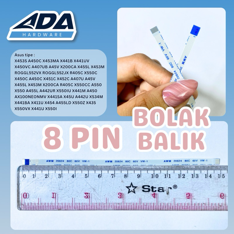 Kabel Flexible Touchpad Laptop Asus 8 Pin X453S A450C R405C A45V X454 Bolak Balik Cable Flexible Lap