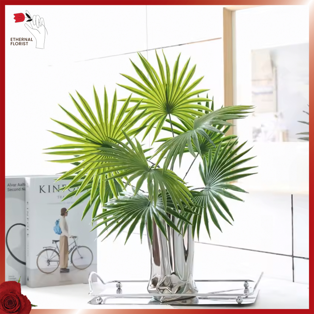 DRIED PALM DAUN PALEM DAUN KIPAS MEDIUM DEKORASI MURAH | bunga dekorasi | bunga hiasan (37-78/BESAR)