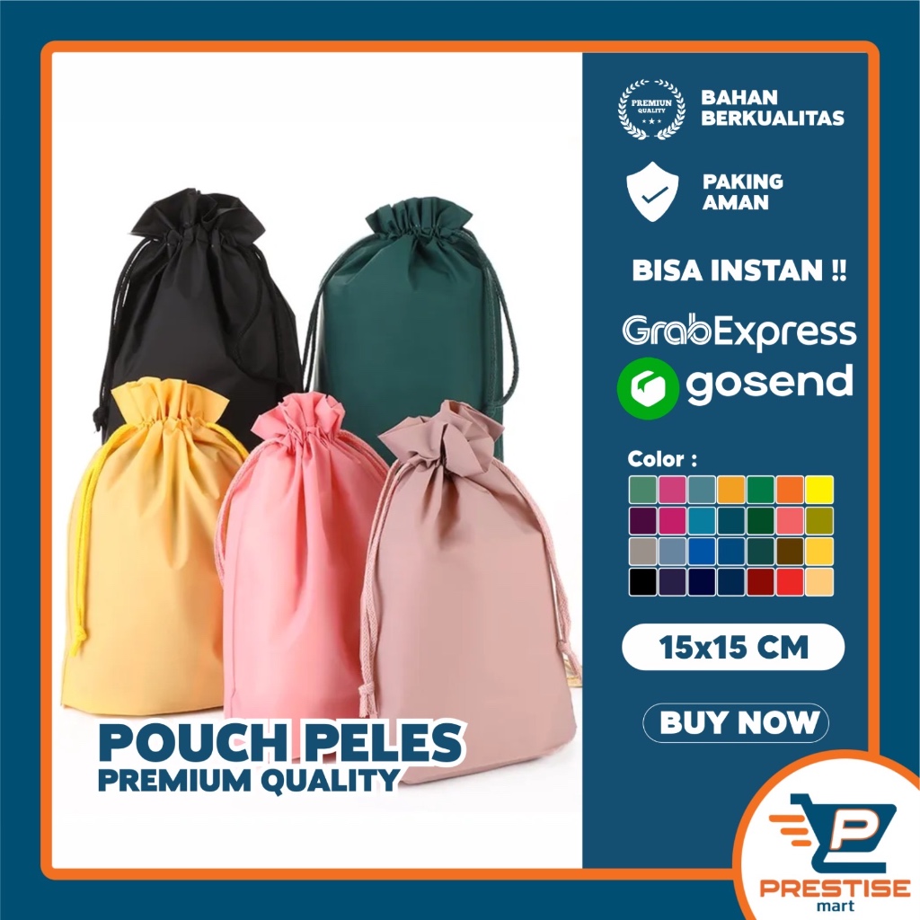 

KANTONG SERUT kain PELES - bag parcel souvenir aksesoris drawstring sarung silk goodie bag 15x15 cm