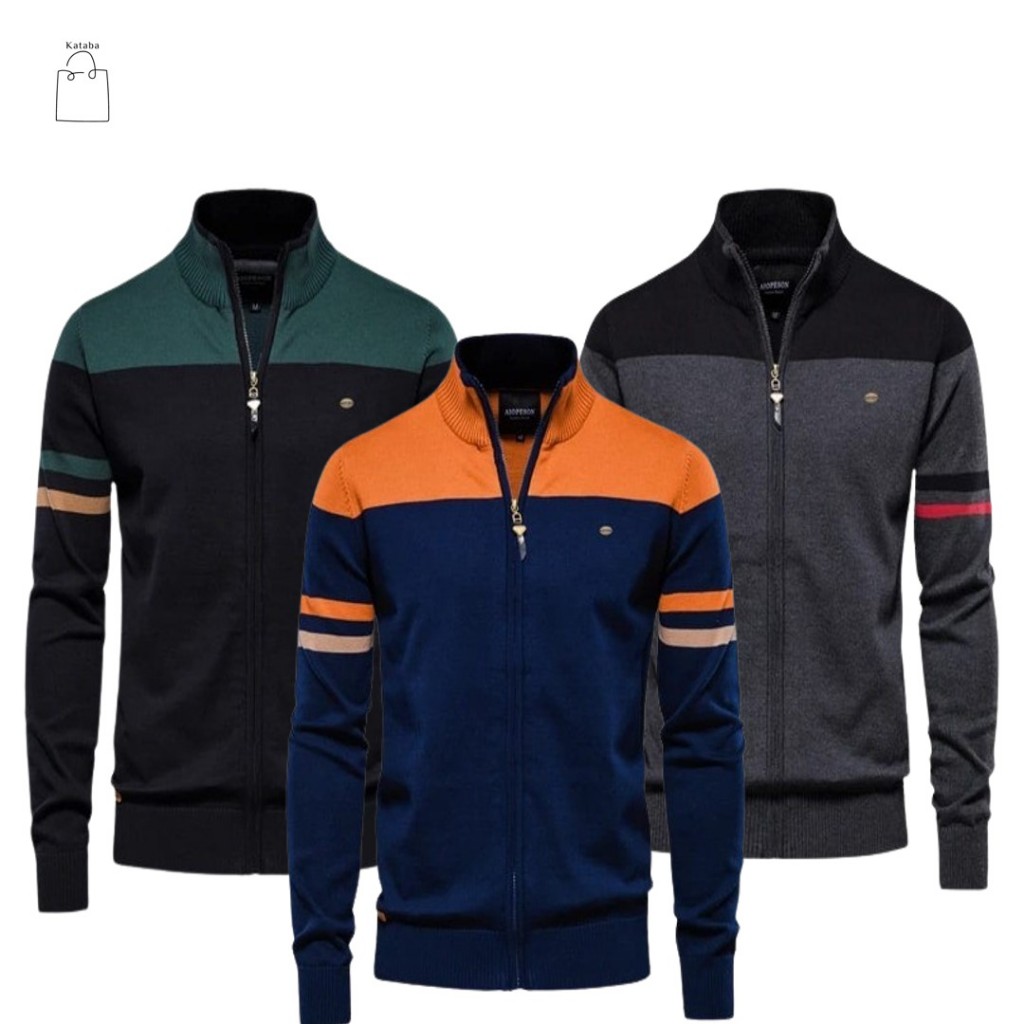 Jaket Rajut Emerald Jaket Rajut Pria Cardigan Bahan Premium Rajut Knitted Model Terbaru