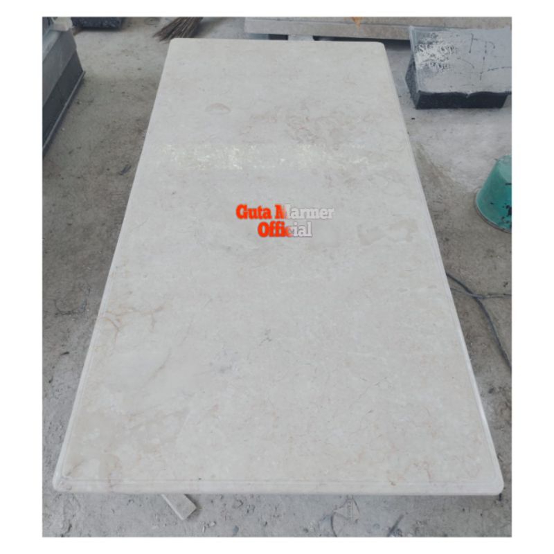 Top Table || Daun Meja Batu Marmer Putih Glosy Mengkilat Ukuran 80x150Cm