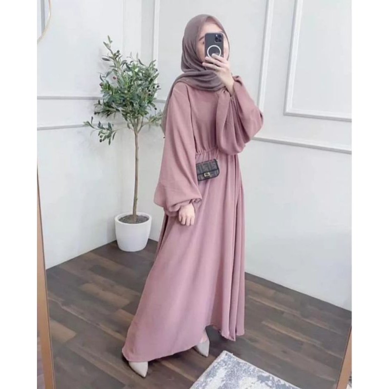 TB91 Gamis crinkle busui leslar rr7 cantik mewah