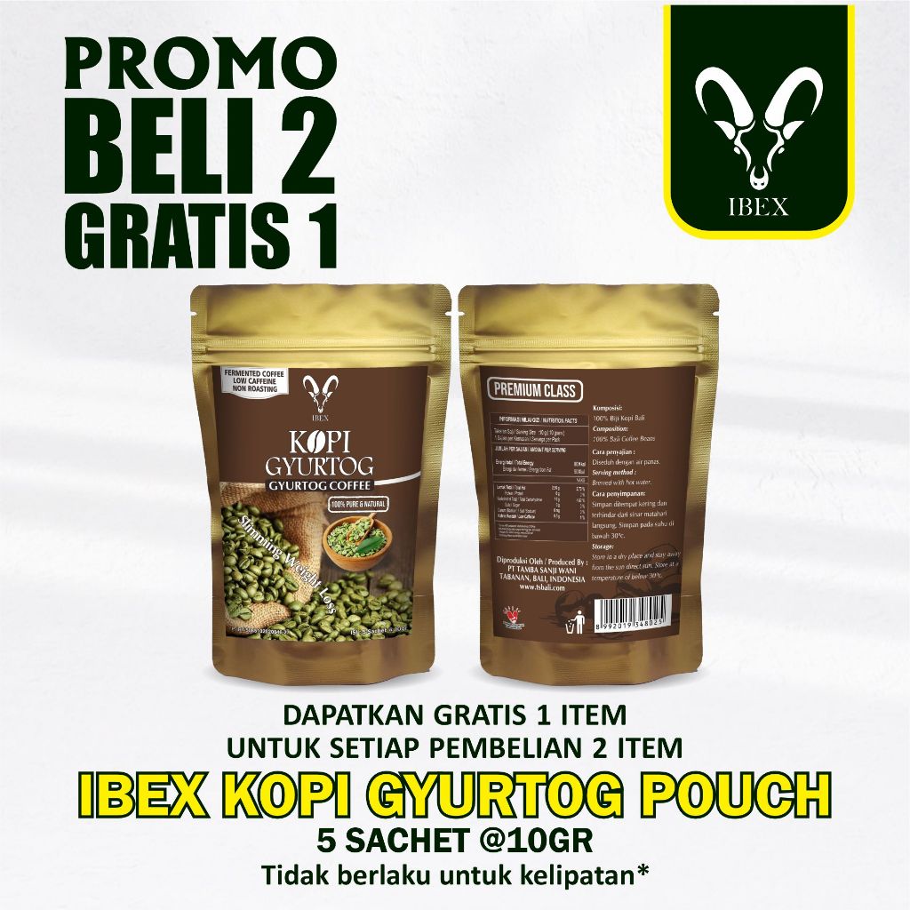 

BUY 2 GET 1 FREE IBEX Kopi Gyurtog / Slimming Weight Loss / Fermented Coffe 10gr / 5 Sachet