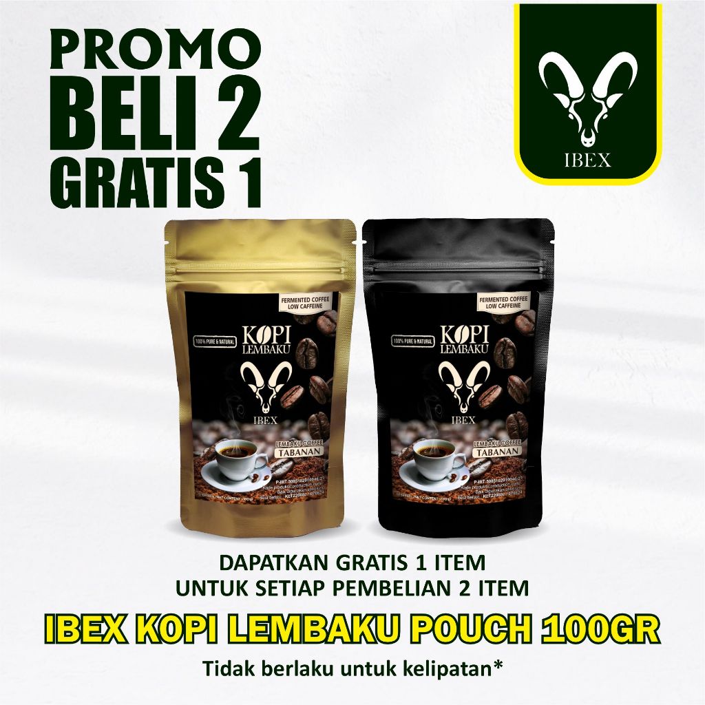 

BUY 2 GET 1 FREE IBEX Kopi Lembaku Tabanan / Kopi Fermentasi Rendah Kafein / Fermented Coffee & Low Caffeine 100gr