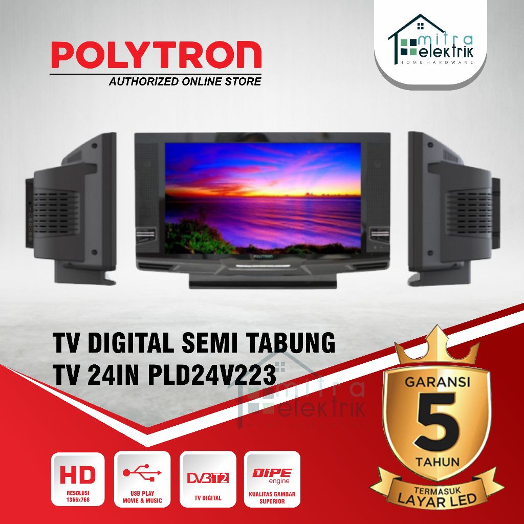 LED TV Polytron PLD24V223 Semi Tabung Digital LED TV 24 Inc