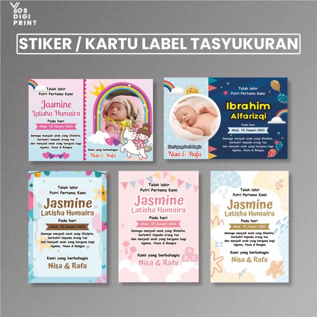 

Stiker Syukuran Kelahiran Anak / Kartu Tasyakuran Aqiqoh