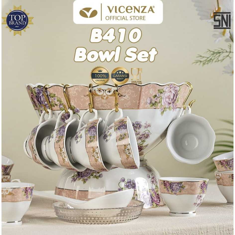 Mangkuk set Mangnolia, Wadah Es Buah, Sup B410 Vicenza Bowl Set Magnolia, alat saji tempat makanan b