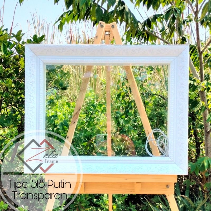 Tipe 518 Putih Transparan uk. 25x30 - Pigura Mahar Ukir Putih Transparan - Pigura 3D