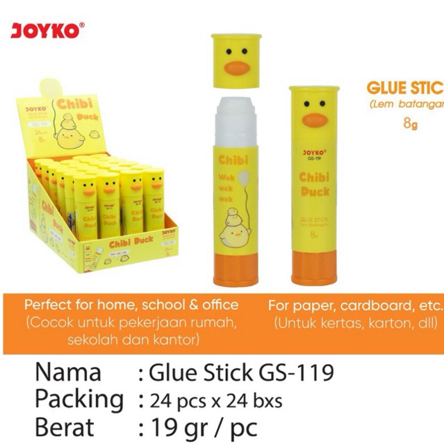 

( 1 pcs ) Glue Stick GS-119 Chibi / Lem Batangan Bebek 8gr GS119 / Lem Stik 8 gram Joyko