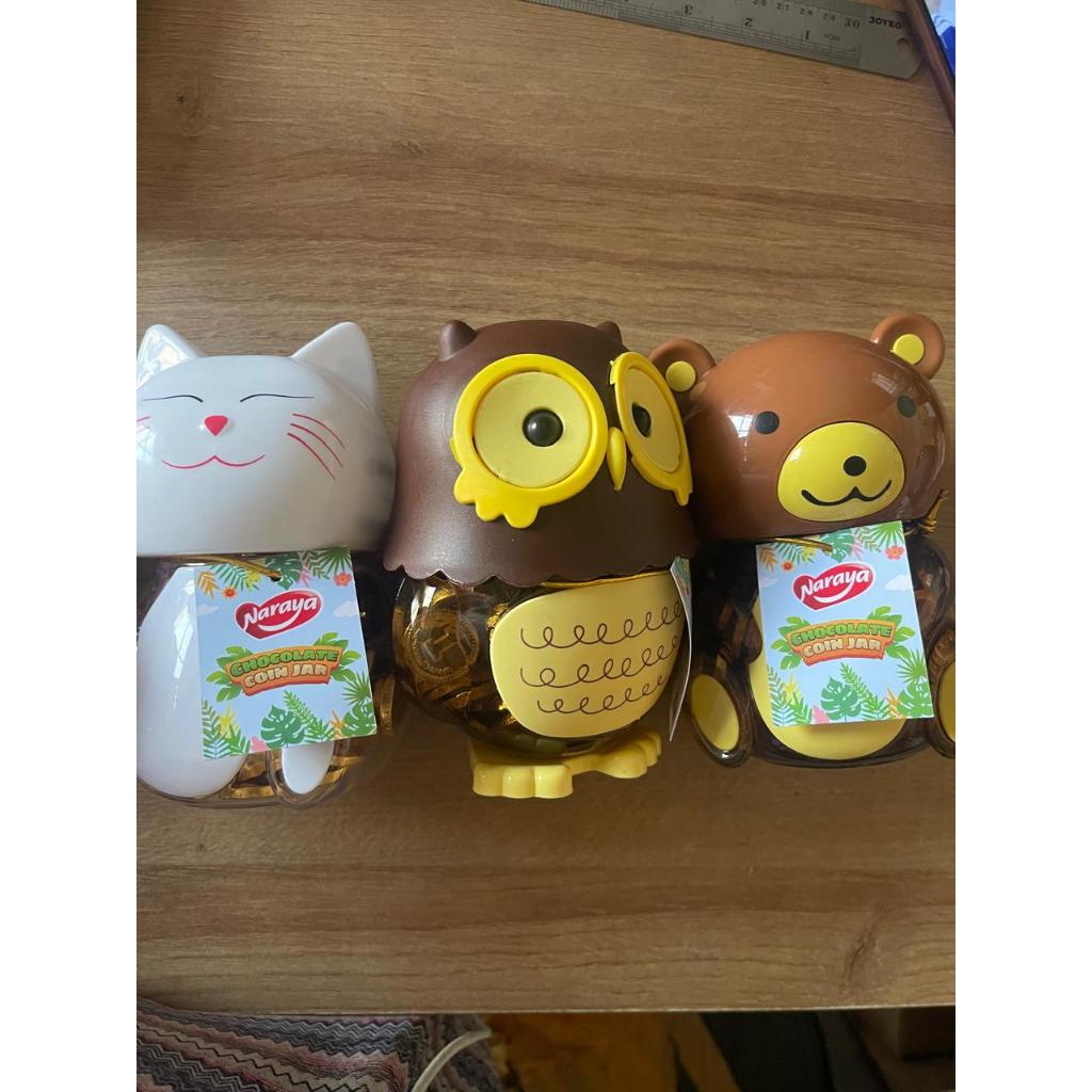 

Naraya Chocolate Coin Jar 240g Coklat Koin Karakter Lucu Chocolate Coin Owl Bear Cat