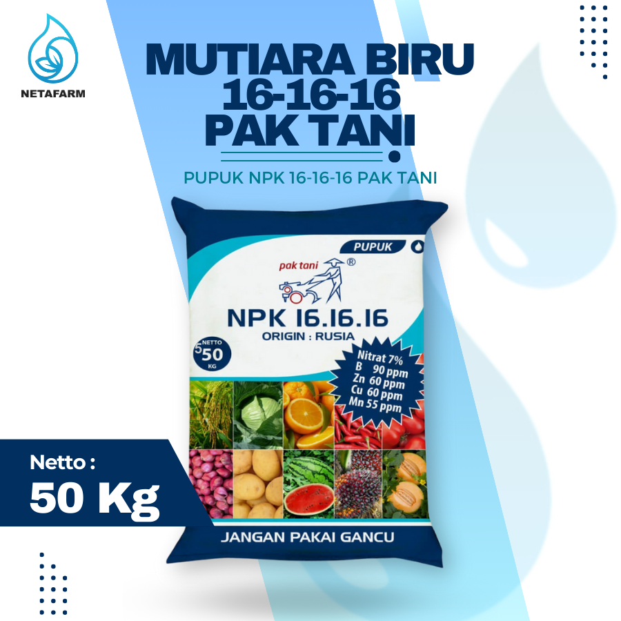 Pupuk NPK PAK TANI Mutiara Biru 16-16-16 Penyubur Tanaman 50 KG