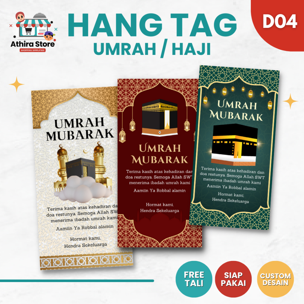 Hang tag wedding haji umroh / kartu ucapan haji / hangtag custom ucapan terimakasih / hangtag souven