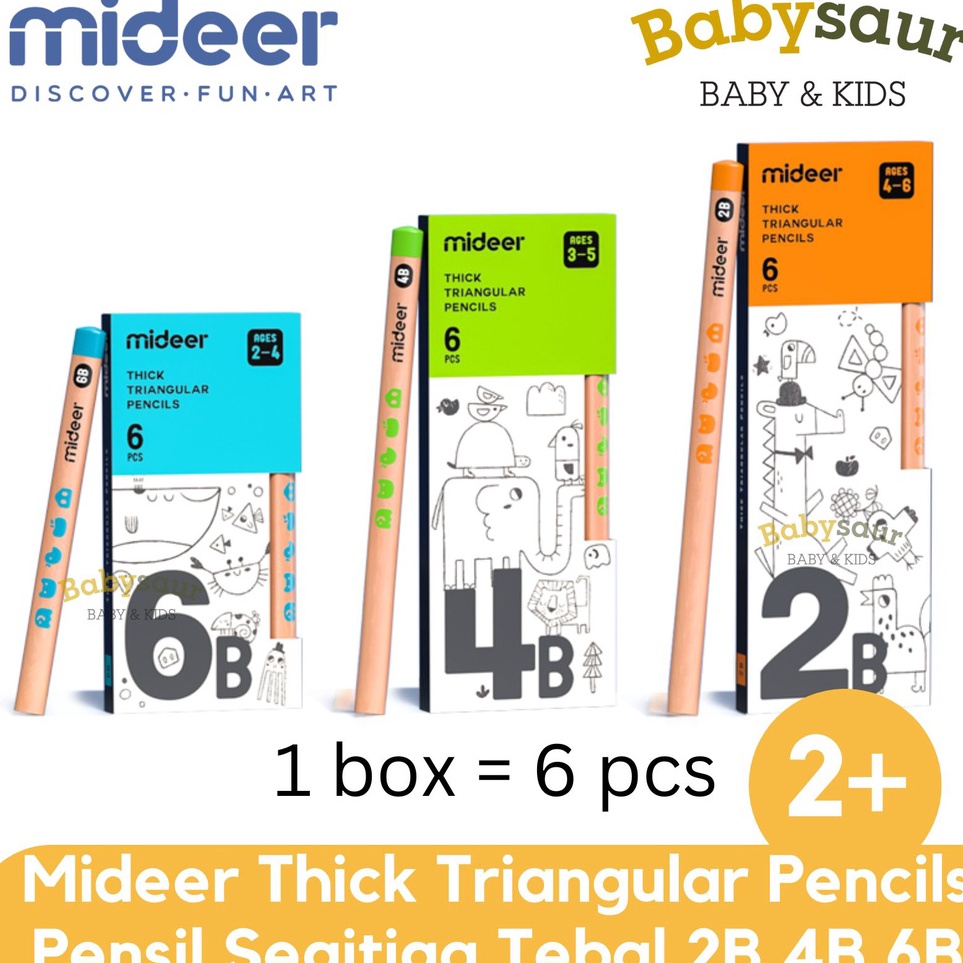 

ART H18I Mideer Thick Triangular Pencil 2B 4B 6B Alat Tulis Pensil Segitiga Kayu Pensil Kumon Tebal Umur Usia 2 Kado Souvenir Mainan Edukasi Anak