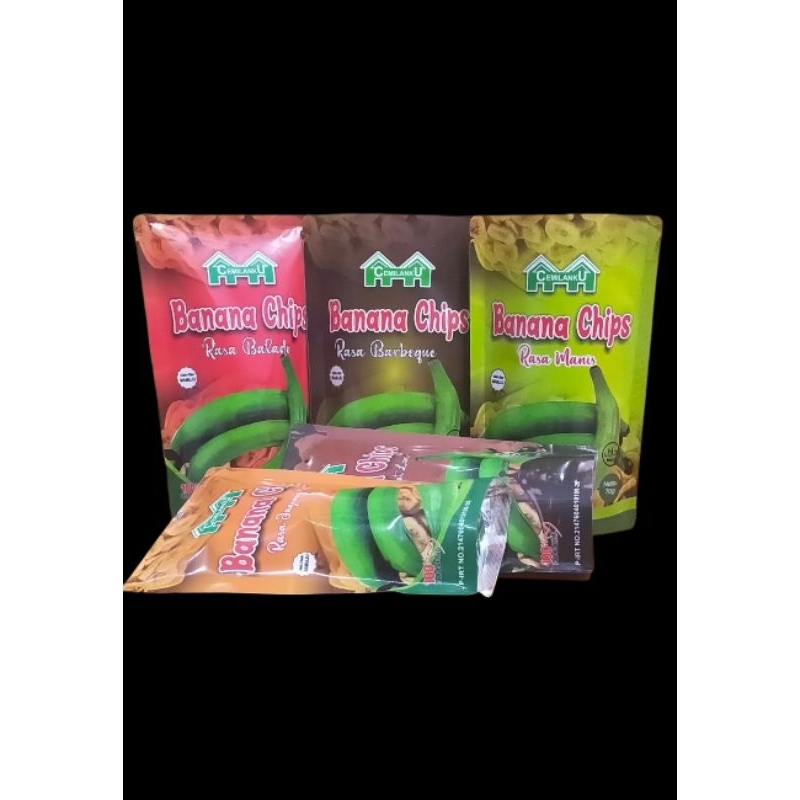 

Cemilan keripik pisang varian rasa, Banana Chips 70 gr