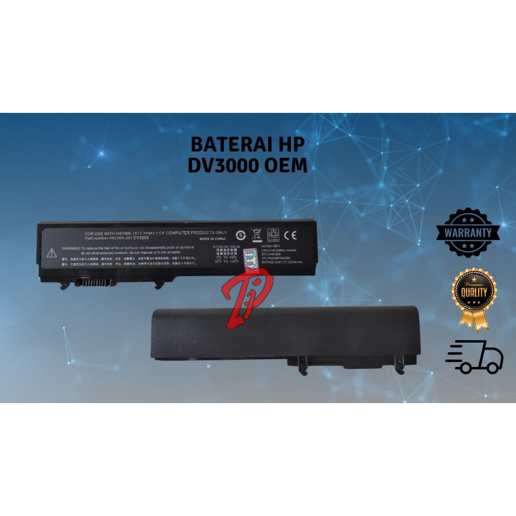 Baterai Laptop HP Pavilion dv3000 dv3100 dv3500 dv3600 Oem