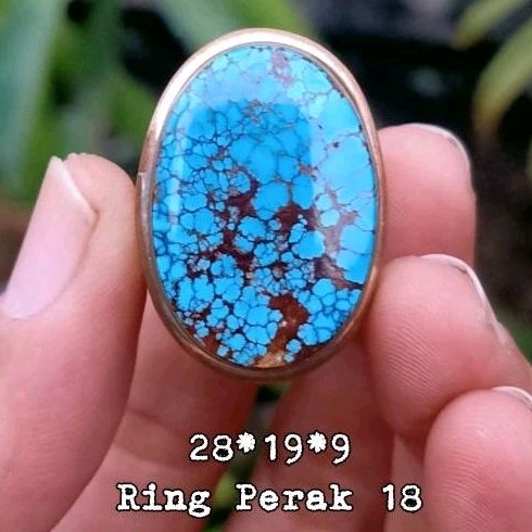 Cincin Batu Pirus Persia Natural Turquoise Beras Wutah Origin Iranian