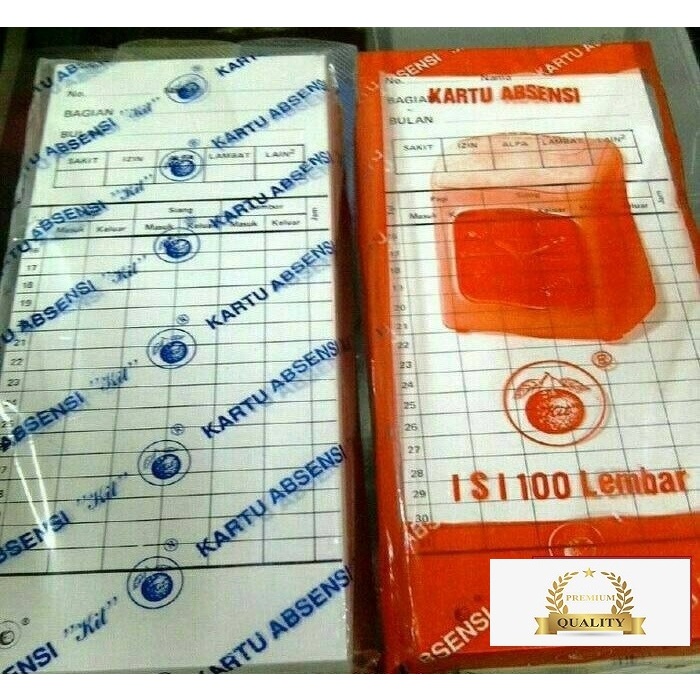

Kartu Absensi - 1 pack isi 100 lembar - kartu kehadiran