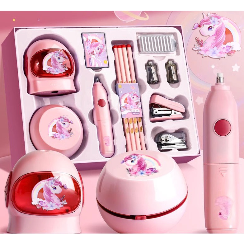 

ART A43A LOOOOPY Electric Stationery Set Set Alat Tulis Elektronik Rautan Penghapus Vacuum Pencil 11 In 1Set Alat Tulis Elektronik Belajar Anak Perempuan Kado